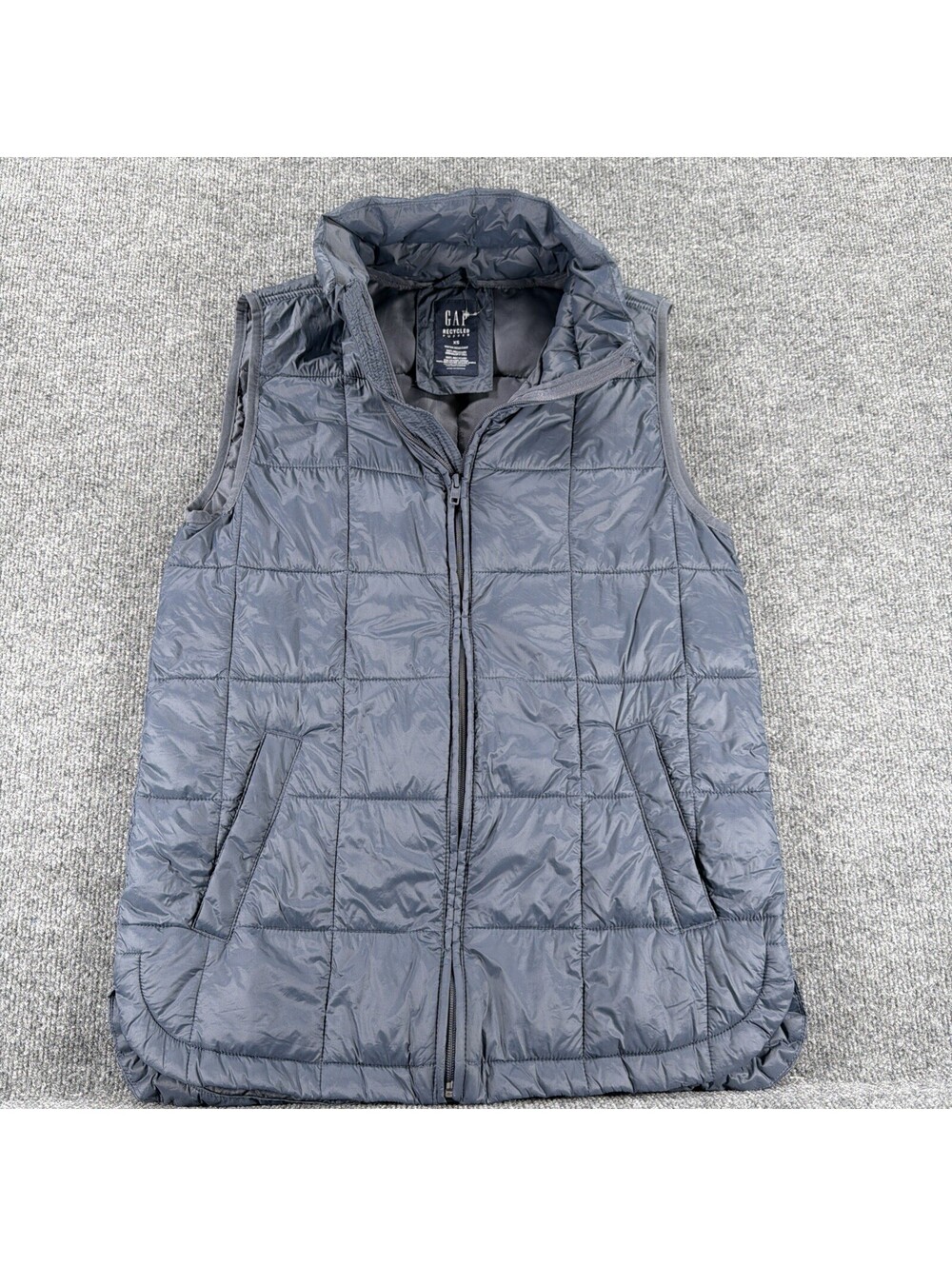 GAP Men's Upcycled Puffer Vest Navy Recycled Water Resistant EUC-XS Tall